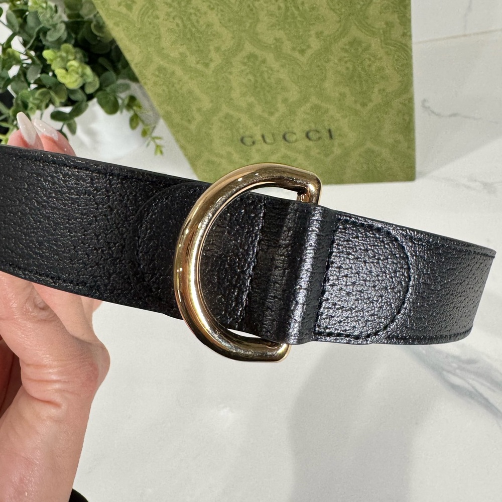 Authentic NEW Beautiful Black Leather Gucci Dog Collar w/ box Size XL - Picture 4 of 9